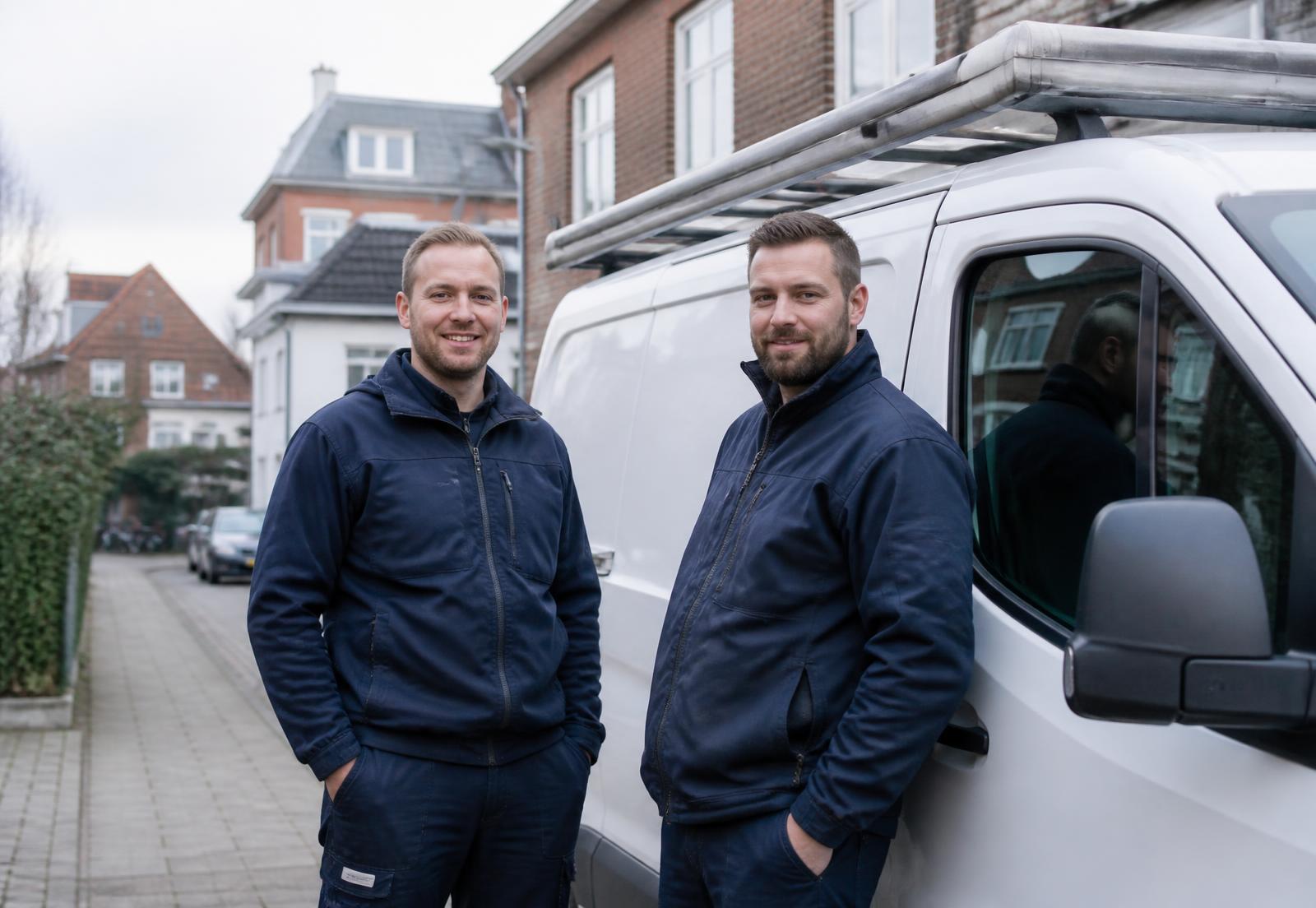 To VVS'ere fra Blop VVS foran deres servicebil